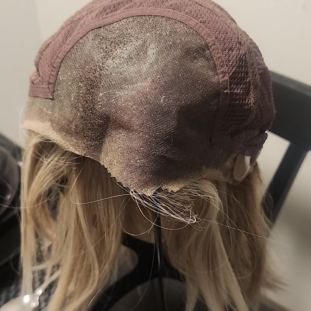 Blonde Straight Synthetic Wig - Natural Light Blonde Milkshake Blonde Hand Tied - Picture 10 of 11